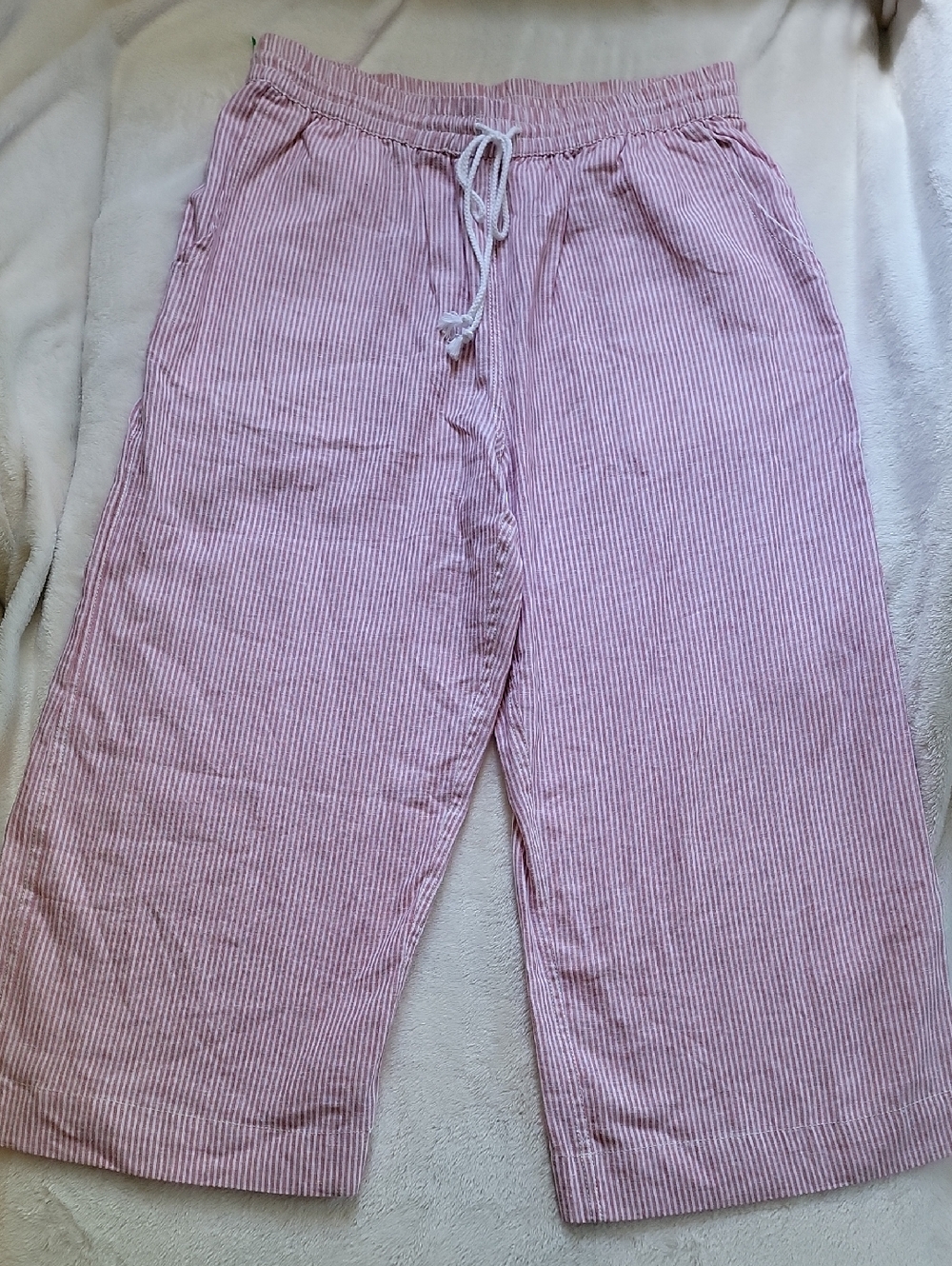 beachlunchlounge Pink and White Striped Wide-Leg Lounge Pants